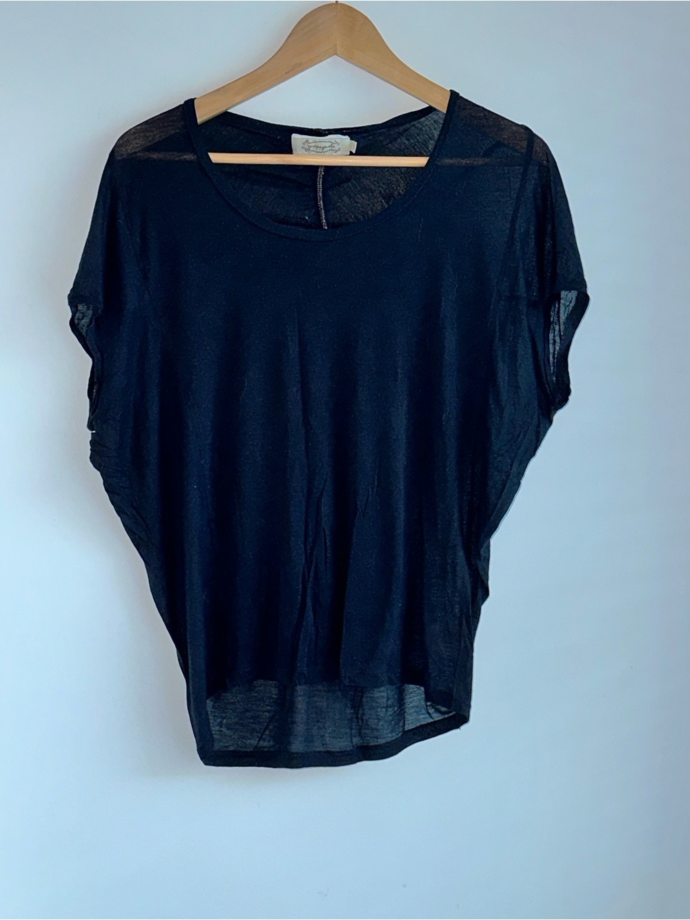 Y2k Propaganda Black Sheer Dolman Short Sleeve Top XS